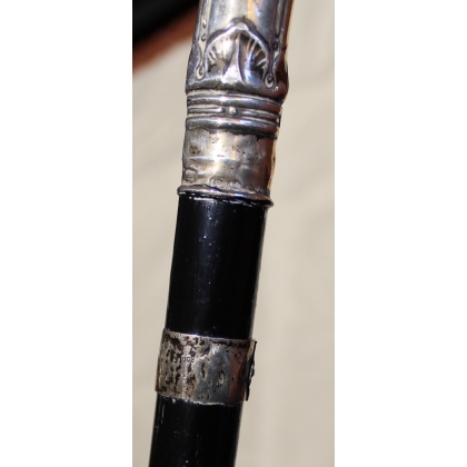 Canne corbin en argent 800 décor coquilles
