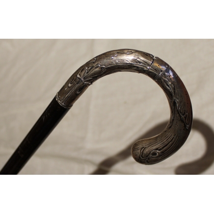 Canne corbin en argent 800 Feuilles