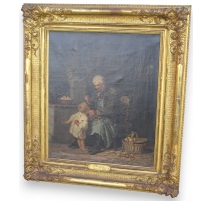 Tableau "Grand-père et enfant" signé W. ROEGGE