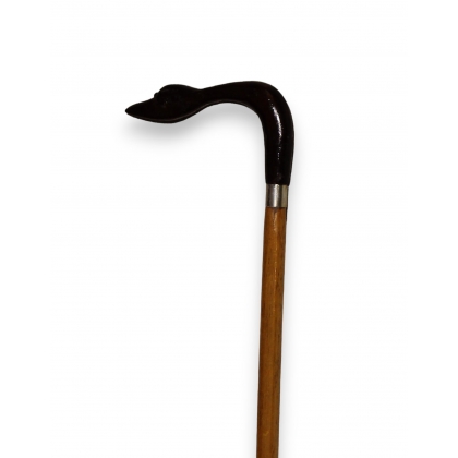 Walking stick with a carved wooden swan handle