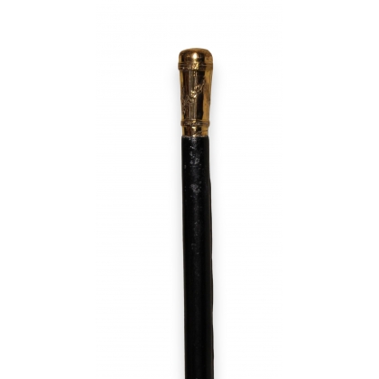 Walking stick with a gold-coloured metal knob featuring flowers