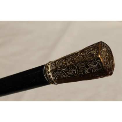 Canne pommeau en métal doré arabesque