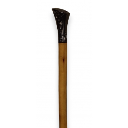 Pewter walking stick with a bird-shaped knob