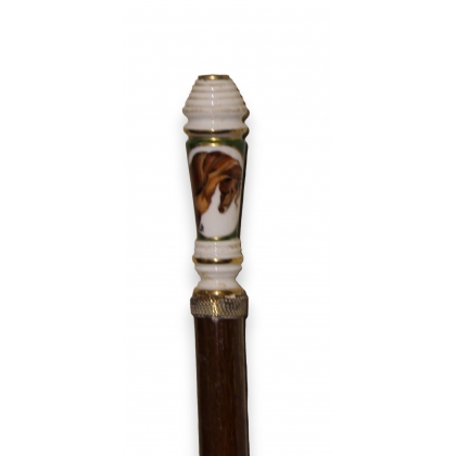 Porcelain walking stick with a horse-shaped knob