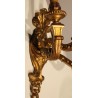 Paire d'appliques en bois sculpté doré à 3 lumière