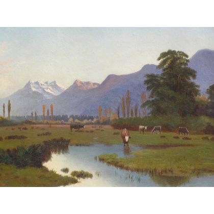Paintings | Painting: ‘Les Dents du Midi’. Moinat SA  – Antiques and home décor
