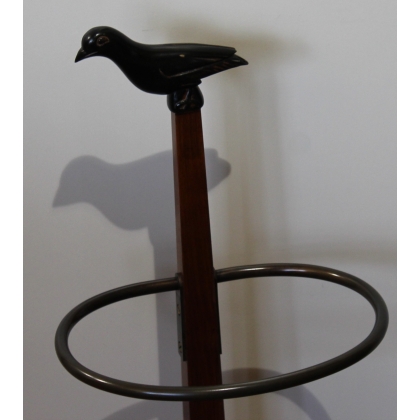 Cherry wood umbrella stand with bird design