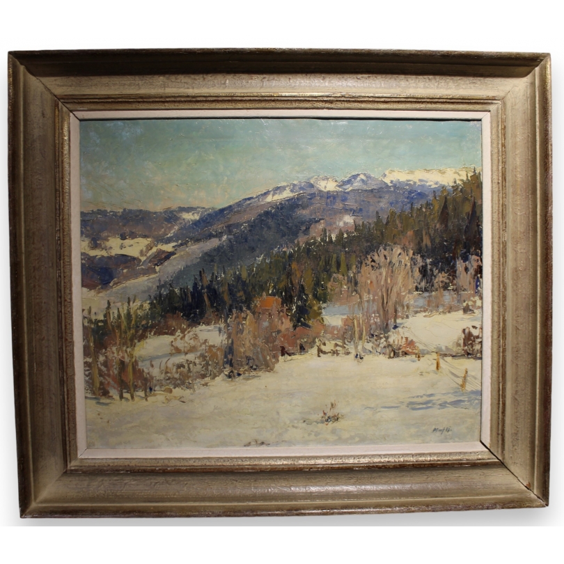 Tableau "Jura sous la neige" signé MAFLI