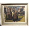 Tableau \"Femmes au marché\" signé FUSTIER 44