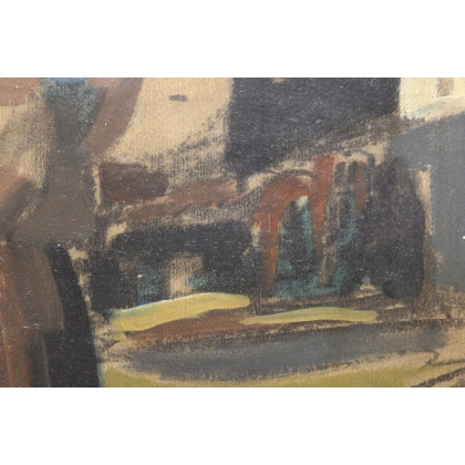 Tableau \"Femmes au marché\" signé FUSTIER 44