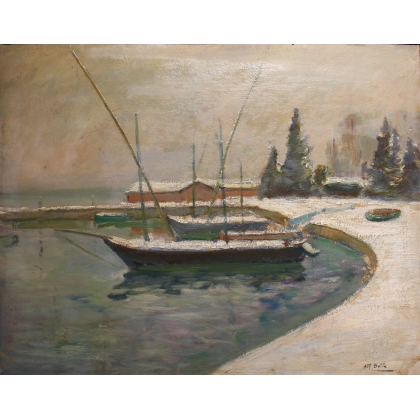 Tableau \"Morges\" signé Alf. BOLLE