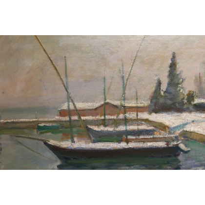 Tableau \"Morges\" signé Alf. BOLLE