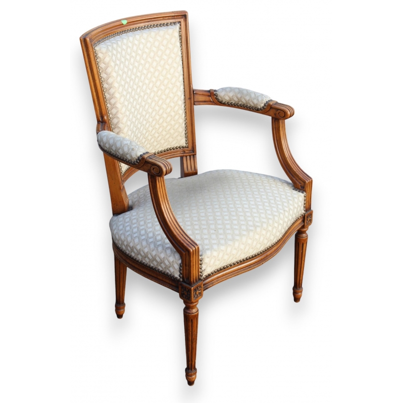 Fauteuil style Louis XVI tissus beige