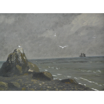 Paintings | Painting: ‘Seaside’. Moinat SA  – Antiques and home décor