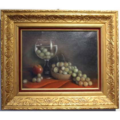 Tableau \"Le lave raisins\" signé P. JULIEN