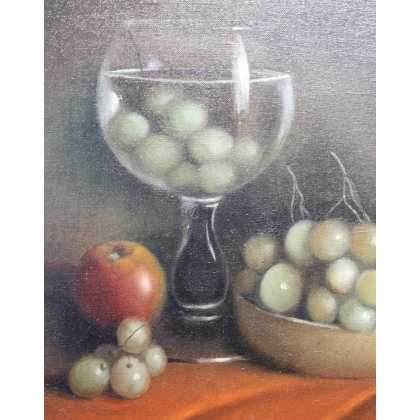Tableau \"Le lave raisins\" signé P. JULIEN