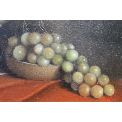 Tableau \"Le lave raisins\" signé P. JULIEN