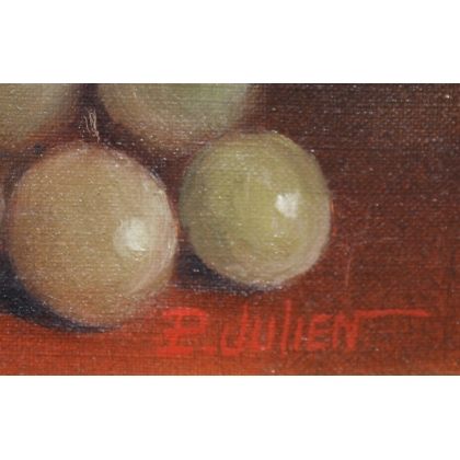 Tableau \"Le lave raisins\" signé P. JULIEN