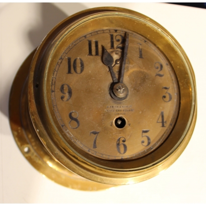 Round brass ship’s clock
