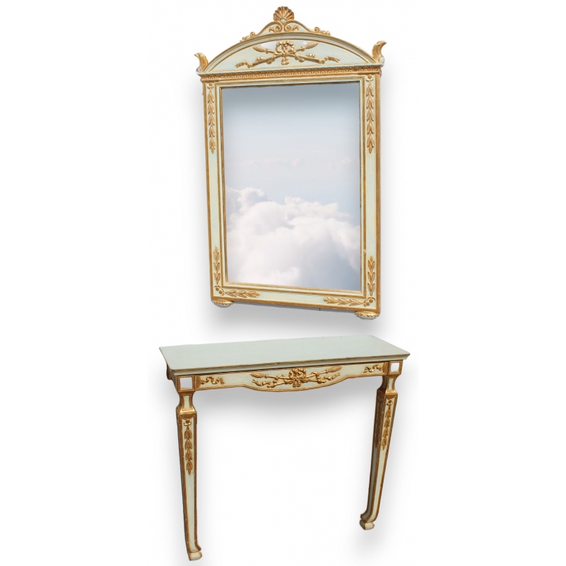 Directoire-style console table and mirror