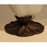 Lotus lamp in frosted glass and brass