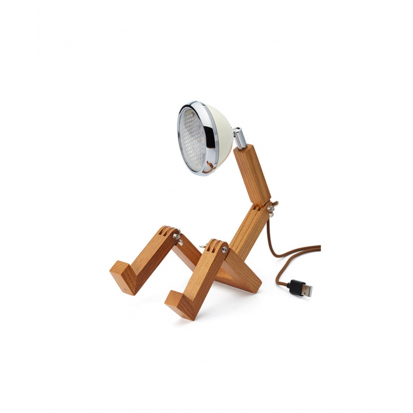 Lampe Mini Mr. Wattson Blanc Vintage