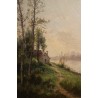 Tableau \"Vue de campagne\" signé GODCHAUX