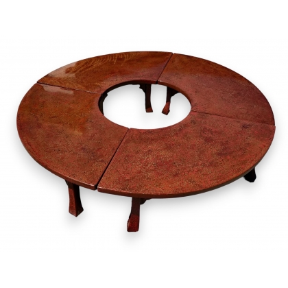 Table basse ronde en laque rouge