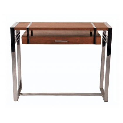 "Madison" console table in wood and stainless steel