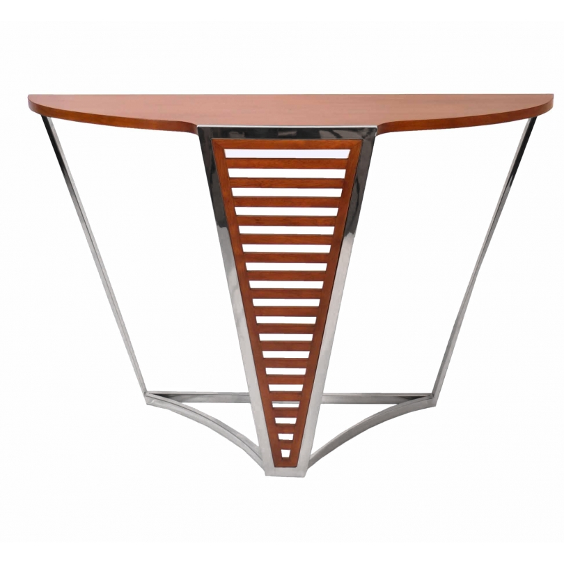 "Brunei" console table in wood and stainless steel