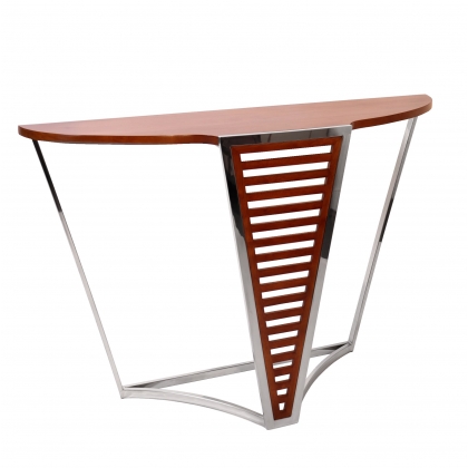 "Brunei" console table in wood and stainless steel