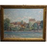 Tableau \"Bord de rivière\" signé J. BLUMENTHAL