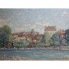 Tableau \"Bord de rivière\" signé J. BLUMENTHAL
