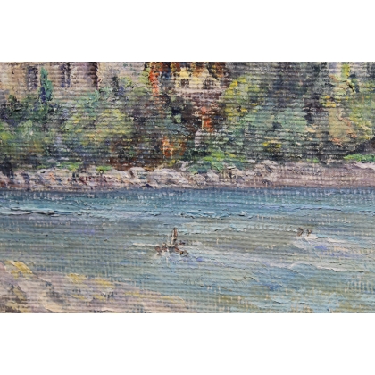Tableau \"Bord de rivière\" signé J. BLUMENTHAL