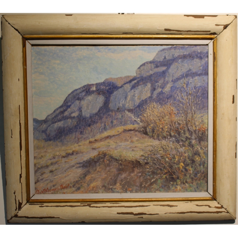 Tableau \"Falaises\" signé J. BLUMENTHAL