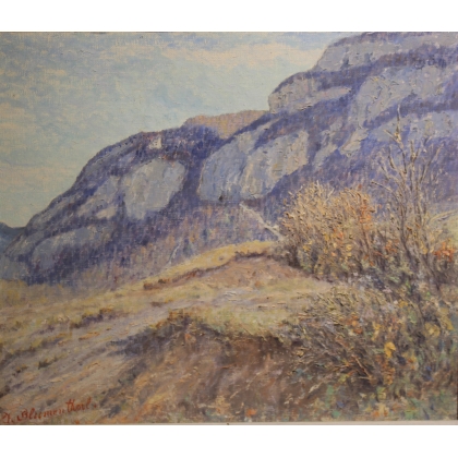 Tableau \"Falaises\" signé J. BLUMENTHAL