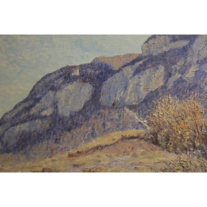 Tableau \"Falaises\" signé J. BLUMENTHAL