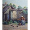 Tableau \"La lessive\" signé J. BLUMENTHAL 1948