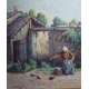 Tableau "La lessive" signé J. BLUMENTHAL 1948