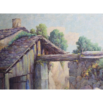 Tableau \"La lessive\" signé J. BLUMENTHAL 1948