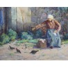 Tableau \"La lessive\" signé J. BLUMENTHAL 1948