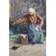 Tableau "La lessive" signé J. BLUMENTHAL 1948