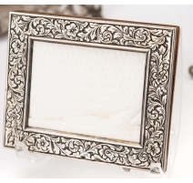 Frame in silver 800 engraved design of flowers