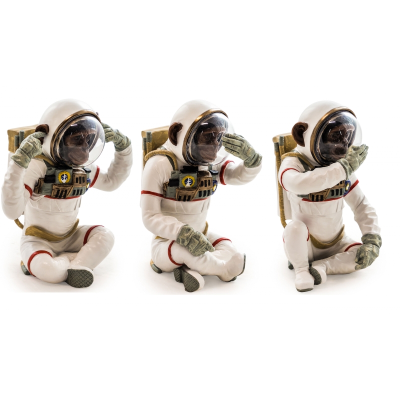 Wise monkeys Astronauts resin Moinat SA Antiquités décoration
