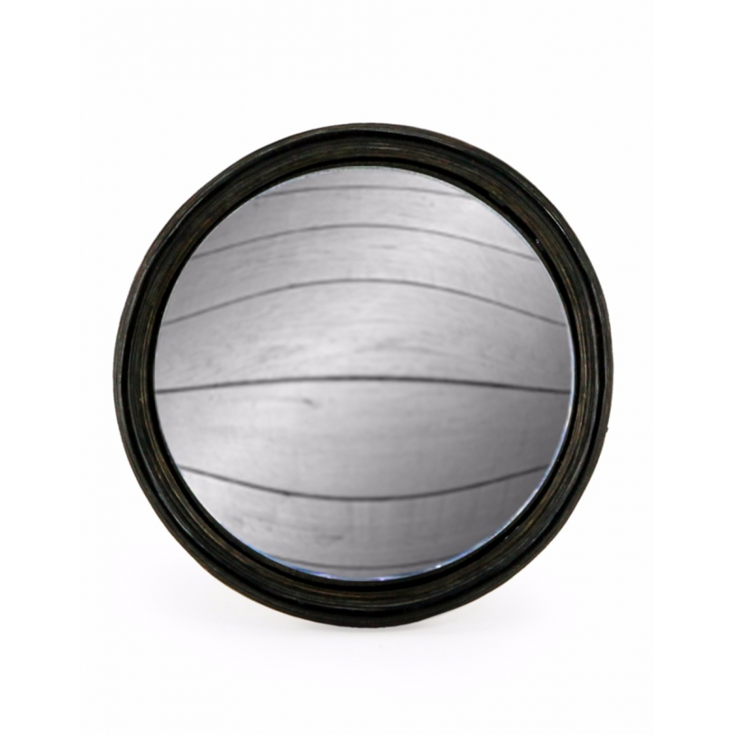 Grand miroir convexe cadre rond noir