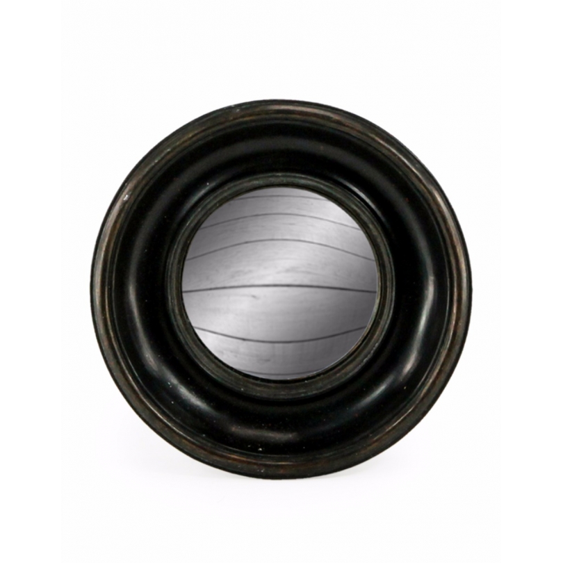 Small convex mirror frame round deep black