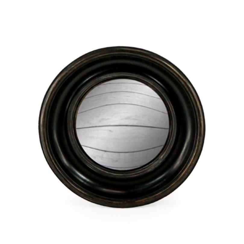 Medium convex mirror frame round deep black