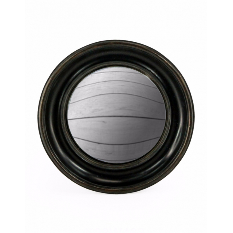 Large convex mirror frame round deep black