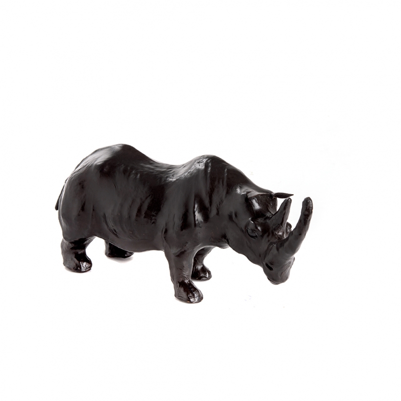 Sculpture Rhinocéros en cuir