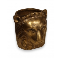 Vase Lion en aluminium doré